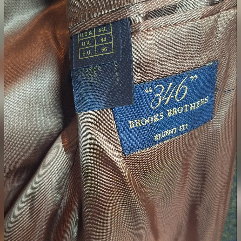 Brooks Brothers Men’s Regent Fit Size 44L Sports Coat‎ Blazer Wool Green Plaid